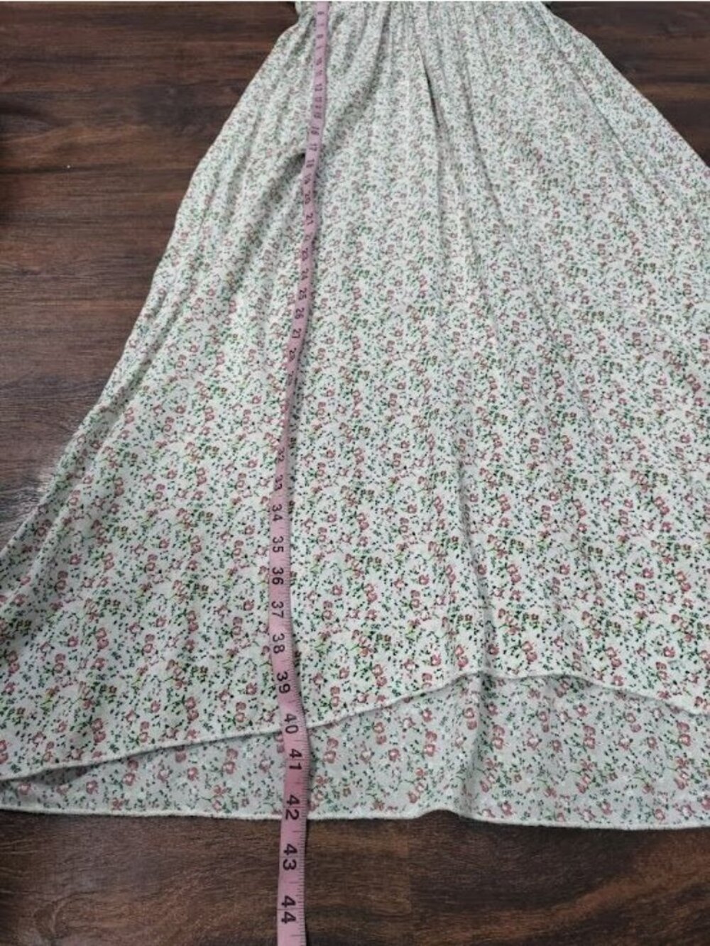 Made In Italy Short Sleeve Floral Print V Neck Maxi Dress White Pink Women's L - Picture 13 of 13